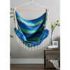 oAccent Plus Hammock Chair with Tassel Fringe - Blue and Green Stripes
