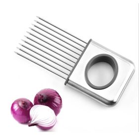 Stainless Steel Onion Holder Slicer Onion Needle for Slicing Tomato Lemon Meat Onion Holder Slicer Tools Cutter Meat Tenderizer Kitchen Gadget Tool