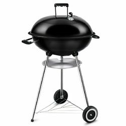22.5" Outdoor Backyard Cooking Kettle Charcoal Grill with Wheels
