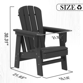 Small Size Adirondack Chair; Plastic Adirondack Chair Fire Pit Chair; Plastic Adirondack Chair; Weather Resistant; Black; 1 piece