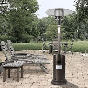 46000BTU Propane Hammered Bronze powder coated Iron Mushroom Outdoor Patio Heater; with Two Smooth-rolling Wheels; ; with Hose Set; with Black Cover