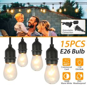 48FT Outdoor String Light Waterproof Patio String Lights Bulbs Commercial Yard Lights Garden Ambience