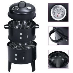 3-in-1 Charcoal Smoker BBQ Grill 15.7"x31.4"