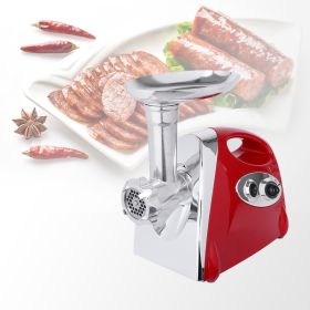 Electric Meat Grinder, Sausage Stuffer with 3 Grinding Plates and Sausage Stuffing Tubes, 2800W Meat Mincer for Home Use and Commercial Red