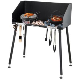 Backyard Garden Camp Table Dutch Oven Cooking Table W/ Wind Shield