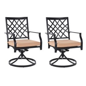 MEOOEM Outdoor Swivel Chairs Set of 2 Patio Metal Dining Rocker Chair with Cushion Suports 300lbs for Garden Backyard