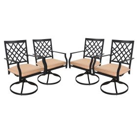 MEOOEM Outdoor Swivel Chairs Set of 4 Patio Metal Dining Rocker Chair with Cushion Suports 300lbs for Garden Backyard