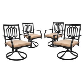 Outdoor Swivel Chairs Set of 4 Patio Metal Dining Rocker Chair with Cushion Surports 300 lbs for Garden Backyard Poolside,Black