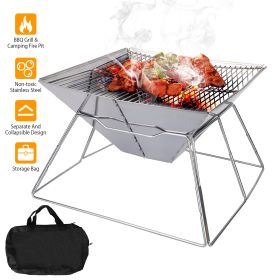Foldable BBQ Grill Charcoal Barbecue Stove Portable Stainless Steel Campfire Stove Pit