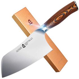 TUO Vegetable Cleaver, Chinese Chef's Knife with Pakkawood Handle, 7 inch - Fiery Phoenix Series
